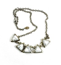 Ann Taylor Loft Faux Marble Stone Triangle Gold Tone Necklace - £15.50 GBP