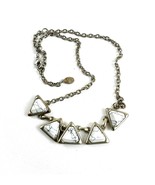 Ann Taylor Loft Faux Marble Stone Triangle Gold Tone Necklace - £15.43 GBP