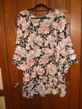 Suzanne Betro Floral Print Ruffled Hem Pullover Tunic Top - Size 3X - $18.80