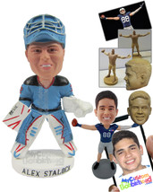 Personalized Bobblehead Male Ice Hockey Goalkeeper Determined Not To Let Go Anyt - £72.33 GBP