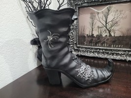 Halloween Witch Boots Spiderweb Resin Figurine Prop Tabletop home Decor 8&quot; - £31.43 GBP