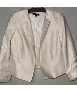Ann Taylor Cream Blazer with Textured Fabric and Open Front - $684.29 MXN