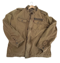 Levis Military Field Jacket Mens XL Brown Utility Full Zip Snap Casual W... - $38.00