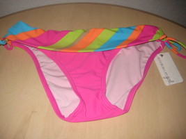 Gossip Girl New Womens Medium Pink Multi Banded Bathing Suit Bikini Bottoms NWT - $48.51