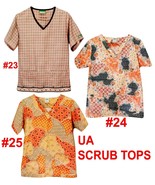 UA SCRUBS TOP SMALL PRINT PATTERN 100% COTTON 2 POCKET V-NECK WOMEN - €4,27 EUR