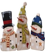 Wood Snowman Tabletop Decoration Triple Snowman Decorative Folding Scree... - £15.66 GBP