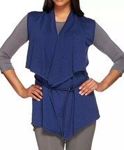 H by Halston ~ Draped Open Front Sweater Vest  ~ Women&#39;s Medium ~ Broadway Blue - £17.89 GBP