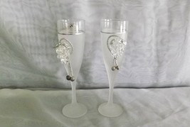 Champagne Flutes by Silvestri Arte Murano Vintage Italian Frosted Glass ... - £19.90 GBP