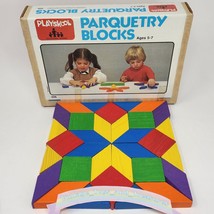 Vintage 1978 Playskool Parquetry Blocks Set # 306 Wooden Color Blocks Complete - $19.00