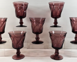 7 Fostoria Jamestown Purple Water Goblets Set Vintage Elegant Swirl Stem... - $86.00