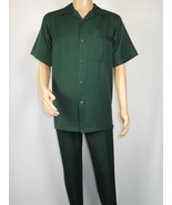 Men 2pc Walking Leisure Suit Short Sleeves By DREAMS 256-24 Hunter Green - $99.99