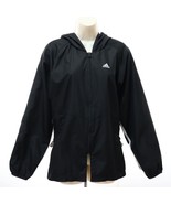 Adidas Women&#39;s Hooded Windbreaker Jacket M Medium Black Mesh Lined Zip F... - $33.89