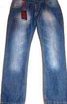 Mondo Men&#39;s Frayed Blue Cotton Stylish Denim Jeans Size W 38 L 34 - £110.53 GBP