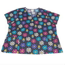 Minions Despicable Me Plus Size 3XL Gray Pink Blue Purple Floral Scrub S... - $16.99