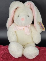 Vintage Ganz Bunny Rabbit Nuzzles White Plush 1998 Pink Lop Ears New wit... - $18.37