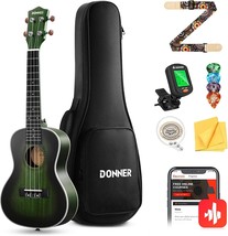 Donner Concert Ukulele Professional 23 Inch Mahogany Ukelele For, 200G Green - £78.84 GBP