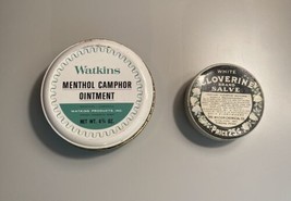 Lot 2 Vintage Pharmacy Tins Watkins Menthol Camphor White Cloverine Salve - €12,90 EUR