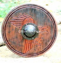 Raven Viking Shield Hand Carving Old Norse Raven Wood Round 24&quot;-
show origina... - £146.93 GBP