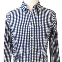 Hollister Mens Plaid Shirt Size M Long Sleeve Button Down Blue White Checks - £23.97 GBP