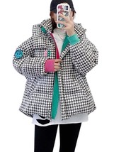 Winter Plaid Hooded Snow Parka Down Puffer Coat Warm Hooded Mid-Length Down Jack - £60.16 GBP