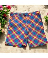 Royal And Awesome Shorts Men Size 40 Tartan Plaid Golf colorful pink blu... - $32.67