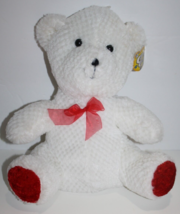Proud Toy Cuddly Cousins White Red Feet Plush Teddy Bear Fty Zhuhai Soft Toy NEW - £10.10 GBP