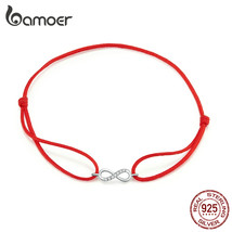 Infinity Simple Red Rope Friendship Bracelet 925 Silver Fashion jewelry Girl Gif - £14.18 GBP