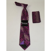 Men's Stacy Adams Tie and Hankie Set Woven Silky #Stacy84 Fuchsia Paisley image 2