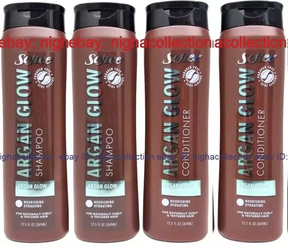 (4) Softee Argan Glow 2_Shampoo &amp; 2_Conditioner Naturally Curly &amp; Textured Hair - $38.60