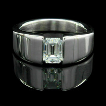 1 Ct Emerald Cut Moissanite Men&#39;s Engagement Solitaire Ring 925 Sterling Silver - £85.20 GBP