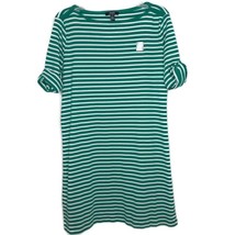 Chaps Womens Size XL Knit Dress Pullover 3/4 Sleeve Stretch Cotton Green Stripe - £10.94 GBP