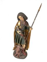 Early 18TH C. Polychrome Carved Wood Statue Saint W/Bull/Compatible with Roman B - $2,940.97