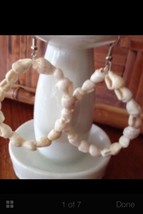 Beach Shell Loop Earrings Natural Tone Pierced Today Is Take the Beach To Work  - £19.98 GBP