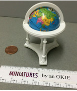 Miniature World Globe in White Wood Stand - Dollhouse scale 1:12 - £7.71 GBP