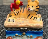 Aladdin Tiger &amp; Parot Ceramic Trinket Box Ring Jewelry Box ~ Vintage! - $14.50