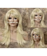 Bleach Blonde Human Hair Blend Wig Heat OK Flared out Sides and Back Ful... - $2,032.57 MXN