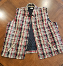 Southern Lady Size 1X Quilt Lined Plaid Jacket Vest - £11.67 GBP
