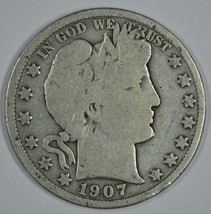1907 P Barber circulated silver half - $19.00