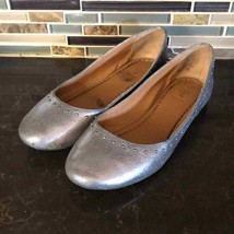 Frye Carson silver crackle Carson ballet flats girls size 3 - £24.67 GBP