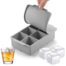 Large Ice Cube Tray With Lid, Stackable Big Silicone Square Ice Cube Mol... - £11.35 GBP