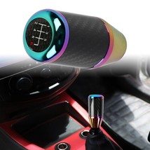 Universal 6 SPEED Neo Chrome / Carbon Fiber Racing Manual Gear Stick Shift Knob - £13.88 GBP