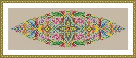 Antique Tapestry Ornament Stylized Flowers Pointed Oval Cross Stitch Pattern PDF - £5.53 GBP