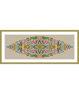 Antique Tapestry Ornament Stylized Flowers Pointed Oval Cross Stitch Pat... - $131.04 MXN