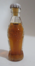 Coca-Cola Embossed 2.5 INCHES MINIATURE CONTOUR GLASS BOTTLE WITH LIQUID - $6.44