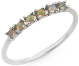 14K White Gold Opal half Eternity Band - £181.59 GBP