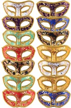 14 Pieces Masquerade Masks Half Face Mardi Gras Masquerade Mask Venetian... - £30.10 GBP