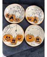 (4) Eli Ana Handmade Ceramic Halloween Skeleton Jack Pumpkin Bat Salad P... - $69.99