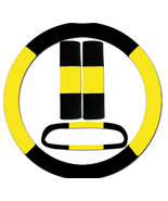 Steering wheel cover, seat belt covers &amp; rear view mirror cover  black-y... - €16,05 EUR