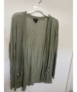 Torrid Green Eyelet Crochet Long Sleeve Pocketed Cardigan Sweater Size L... - $40.73 CAD