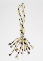 Sterling Quartz Amethyst Beaded Multi Strand Dangling Pendants Tassel Necklace - £167.33 GBP